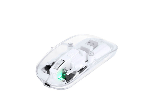 Drahtlose optische Maus in einem originellen Design, mit einer transparenten Darstellung der internen Komponenten des Geräts - Mirabek Personalisiert