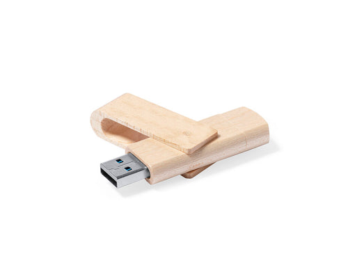 OTG USB-Stick mit 16GB Kapazität, Schwenkclip und weichen Holz - Kluivert 16GB Personalisiert