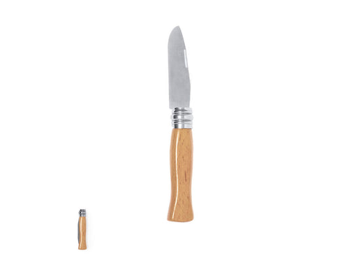 Taschenmesser aus widerstandsfähigem rostfreiem Stahl, mit ergonomischem Griff aus lackiertem Naturholz und Verriegelungsmechanismus - Terral Personalisiert
