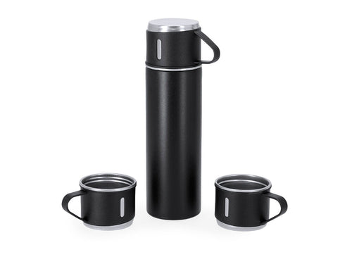 Set aus Thermosflasche und 3 Tassen aus Edelstahl - Melbir Personalisiert