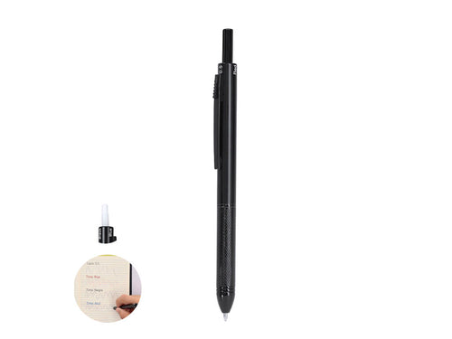 4-in-1 Kugelschreiber und Druckbleistift aus robustem Aluminium, mit intelligentem Mechanismus zur Auswahl der Tintenfarbe oder des Bleistifts - Tidio Personalisiert