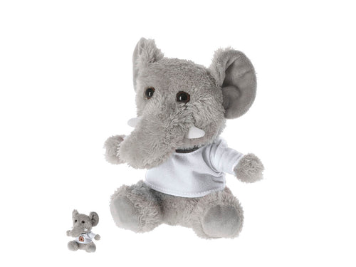 Weicher Plüschelefant mit personalisierbarem T-Shirt, ideal für Sublimation - Brekalo Personalisiert
