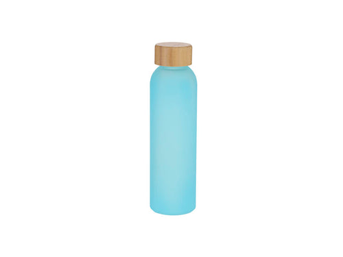 Flasche aus recyceltem Glas, frosted Finish, mit einer Kapazität von 500 ml und Bambusverschluss - Tistak Personalisiert