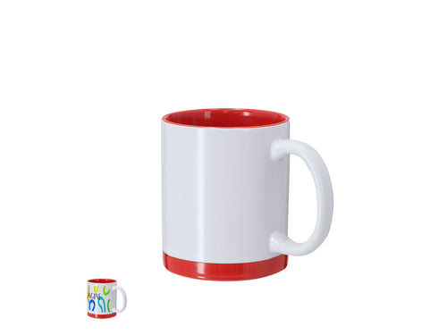 Keramiktasse mit einer Kapazität von 350 ml, entworfen mit weißem Außenbereich und farblichen Details in der Basis und im Innenbereich - Rayar Personalisiert
