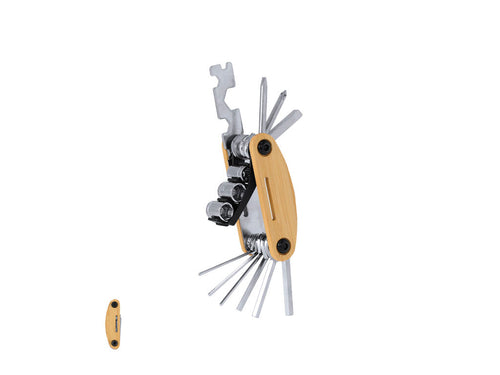 Multitool aus robustem Edelstahl mit Bambusgehäuse - Koron Personalisiert