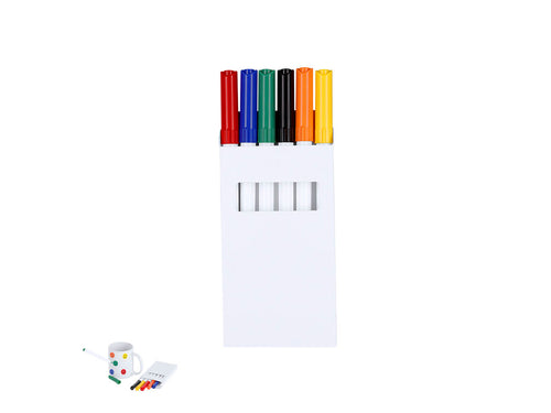 Set aus 6 Marker in verschiedenen Farben, entworfen um einzigartige Designs direkt auf Keramik zu erstellen - Kuyam Personalisiert