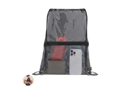 Schnur Backpack aus RPET, mit transparentem Hauptfach - Lamdy Personalisiert