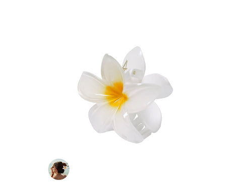 Haarspange mit originelles Design in Form einer weißen Blume mit gelbem Zentrum - Tixcon Personalisiert