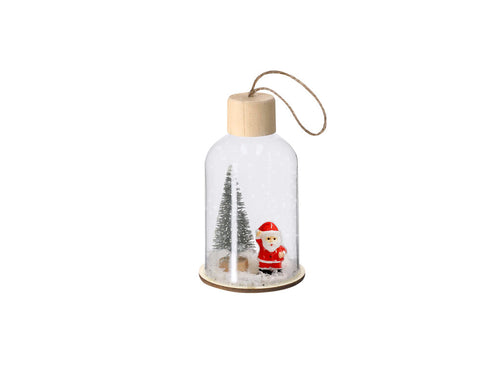 Weihnachtsdeko aus robustem Glas mit Sockel aus Naturholz - Babek Personalisiert