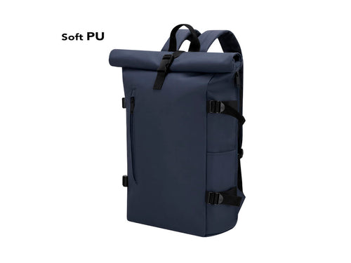 Rucksack aus weichem PU mit Rollverschluss mit Reißverschluss und Schnalle - Hedix Personalisiert