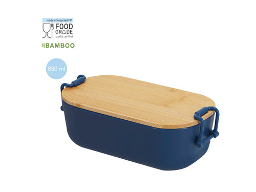 850 ml Lunchbox aus robustem recyceltem PP mit luftdichtem Bambusdeckel - Lilix Personalisiert