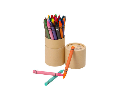 Set aus 30 Wachsen in einem zylindrischen Naturkartongehäuse - Riokon Personalisiert