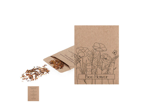 Umschlag aus Kraftpapier mit einer Mischung aus Wildblumensamen, ideal als ökologisches Geschenk, das direkte Aussaat ermöglicht - Balvor Personalisiert