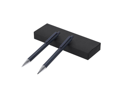 Set bestehend aus einem Kugelschreiber mit blauer Tinte und einem ewigen Bleistift, hergestellt aus recyceltem Aluminium - Foract Personalisiert