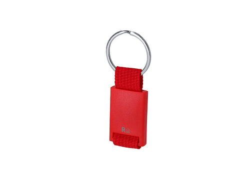 Lustiges Design-Schlüsselanhänger aus recyceltem ABS mit Polyesterband in derselben Farbe und Metallring - Nemoly Personalisiert