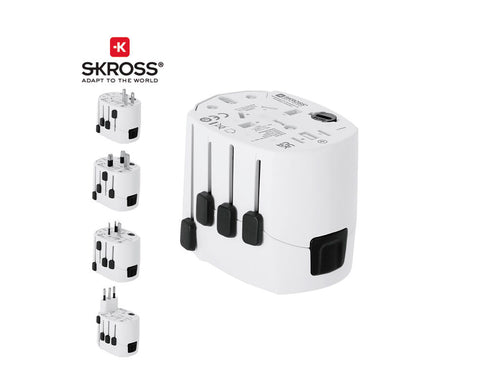 Kompletter universeller Reiseadapter von der Marke SKROSS mit kompaktem und tragbarem Design - PRO 3-POLE Personalisiert