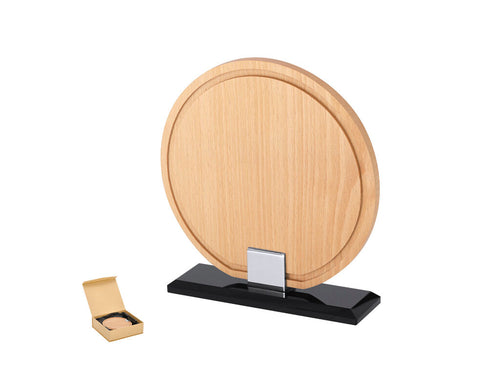 Trophäentafel mit rundem Muster aus Holz mit Glassockel - Vererol Personalisiert