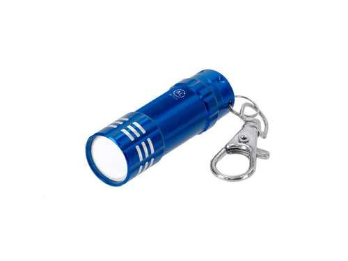 Stabiler Taschenlampenschlüsselanhänger aus recyceltem Aluminium mit glänzender Oberfläche - Musday Personalisiert