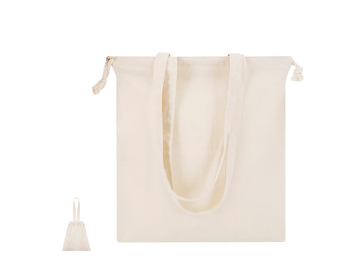 Tasche mit verstellbaren Seilen aus 180 g/m² Baumwolle mit langen Griffen von 70 x 2,5 cm verstärkt - Panthus Personalisiert