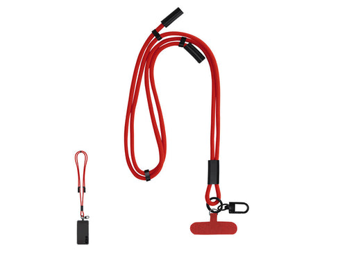 Lanyard-Mobilhalter mit Ladekabelfunktion, gefertigt aus einer Kombination aus RPET-Polyester - Elnora Personalisiert