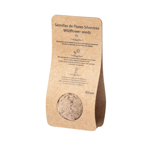 Saatkugel, präsentiert in einer Schachtel aus Recyclingkarton mit Pflanzanleitung und Made in Europe-Emblem - Mussox Personalisiert