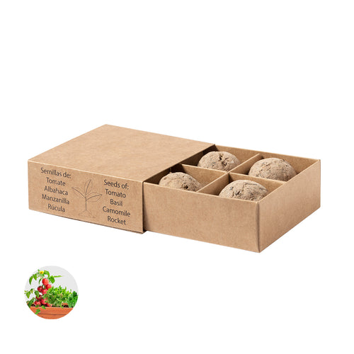 Gemüsegarten-Set mit Samen für Tomaten, Basilikum, Rucola und Kamille - Tomarux Personalisiert