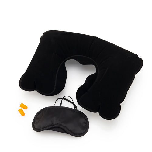 Accessori Da Viaggio Plonet Personalizzato - Set da viaggio di 3 accessori presentati in un morbido astuccio in pelle scamosciata