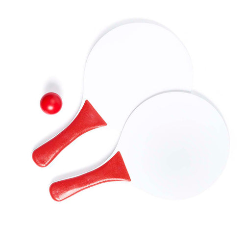 Beachball-Set mit zwei Schlägern aus Naturholz - Cupsol Personalisiert