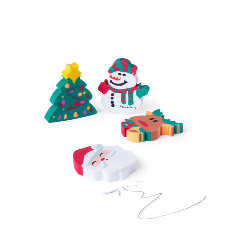 Set aus verschiedenen Radiergummis mit originellen Weihnachtsmotiven - Flop Personalisiert