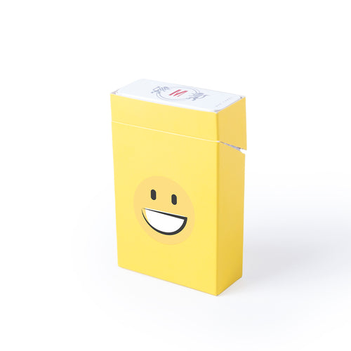 Hülle für Zigarettenpackung mit lustigen Emoji-Designs in auffälligem Gelb - Straik Personalisiert