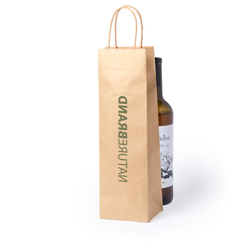 Papiertasche mit natürlicher Oberfläche aus 100 g/m², mit kurzen verstärkten Griffen sowie Boden- und Seitenfalte - Ragnar Personalisiert