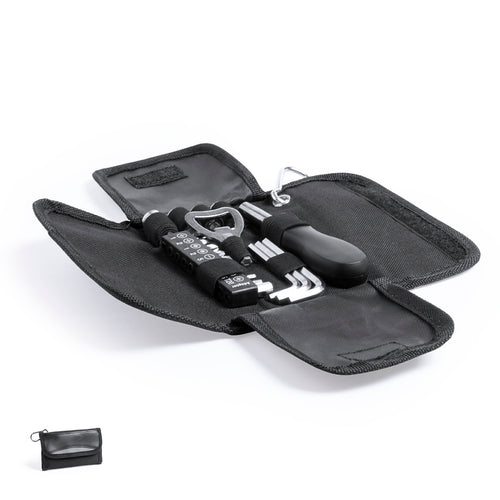 19-teiliges Werkzeugset in robustem Polyester-Etui mit Reißverschluss und Metallkarabiner - Congus Personalisiert