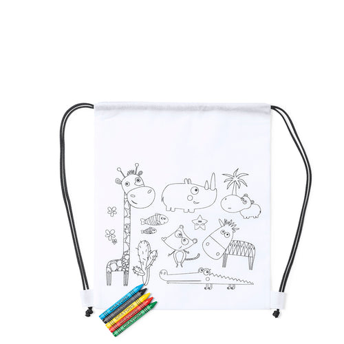 Weißer Non-Woven-Rucksack mit Kordelzug aus Faservlies - Wizzy Personalisiert