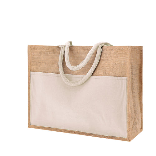 Jutetasche mit Baumwoll-Fronttasche - Cekon Personalisiert