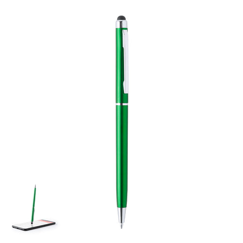 Drehkugelschreiber mit Stylus und Gehäuse in geschmeidiger Metallic-Ausführung - Alfil Personalisiert