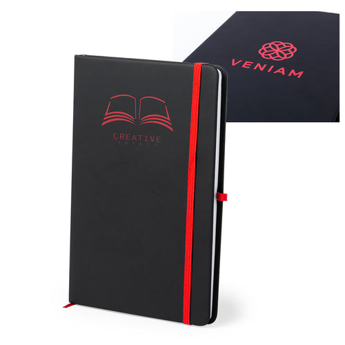 Notizbuch mit Soft-Touch-Cover aus Kunstleder in elegantem Schwarz - Kefron Personalisiert
