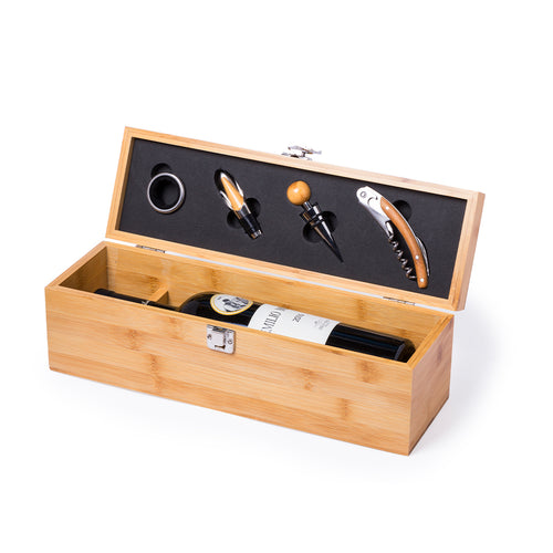 Premium-Wein-Set aus Bambusholz - Boriax Personalisiert
