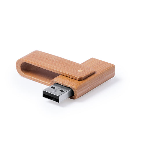 16-GB-USB-Stick mit Drehmechanismus und Bambusholz-Finish - Haidam 16GB Personalisiert