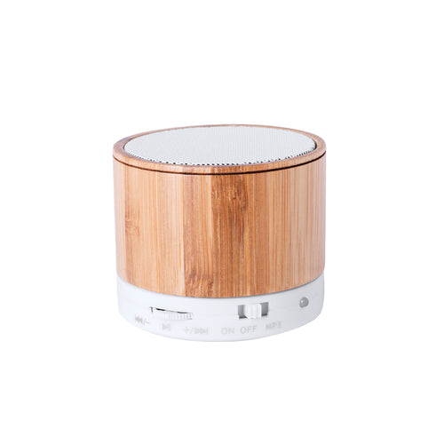 Kompakter Bluetooth®-Lautsprecher aus Bambus mit Metallnetz - Kaltun Personalisiert