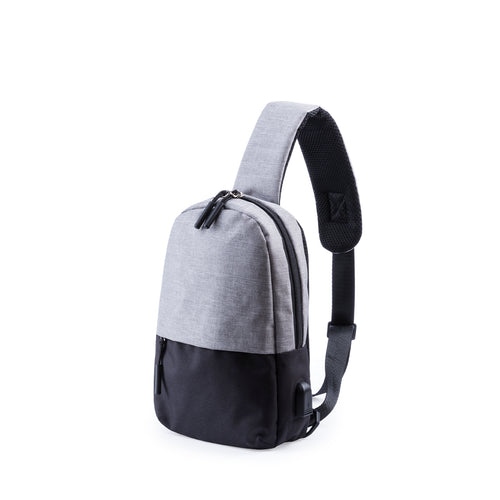 Vielseitig verwendbare Schultertasche mit urbanem Design in Denim-Grau/Schwarz, hergestellt aus widerstandsfähigem 300D Polyester - Versox Personalisiert