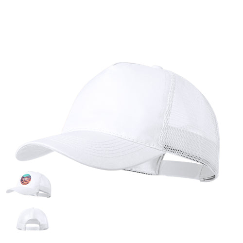 5-Panel-Kappe aus Polyester, mit Netzgewebe und verstellbarem Kunststoffverschluss - Clipak Personalisiert