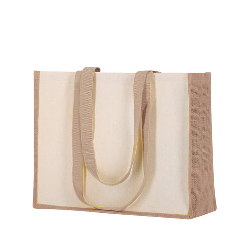 Tasche aus unserer Naturlinie in Kombination aus laminierten Jute- und laminierten Baumwollmaterialien - Rotin Personalisiert