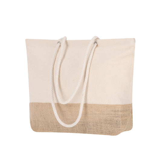 Tasche aus unserer Naturlinie in einer Kombination aus Jute- und Baumwollmaterialien - Bitalex Personalisiert