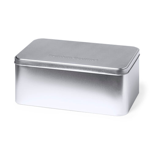 Rechteckige Präsentationsbox aus robustem, silberfarbenem Metall mit passendem Deckel - Experience Personalisiert