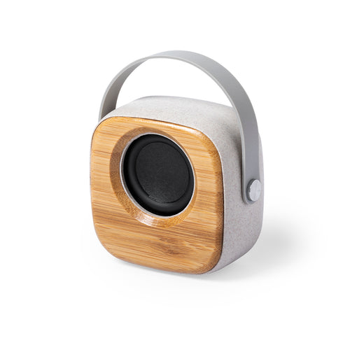 Bluetooth-Lautsprecher in Kombination aus naturgeschnittenen Bambusstücken und Weizenstrohgehäuse, um die Verwendung natürlicher Rohstoffe zu fördern und Schadstoffemissionen zu reduzieren - Kepir Personalisiert