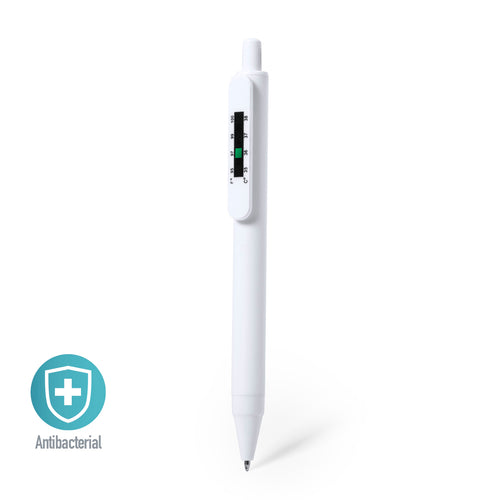 Antibakterieller Kugelschreiber mit Druckknopfmechanik und integriertem Thermometer im Clip - Doret Personalisiert