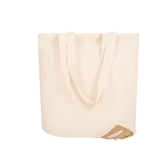Nature Line Falttasche in einer Kombination aus Baumwollmaterialien von 110 g/m2 und Juteboden, mit Tasche - Dylan Personalisiert