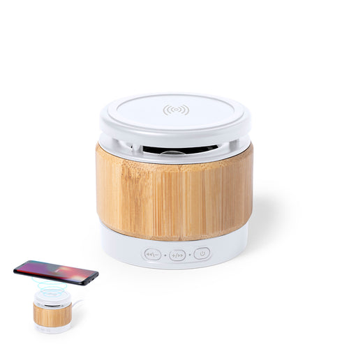 Bluetooth®-Lautsprecher der Nature Line mit integriertem kabellosen Ladegerät 5W und kompaktem Design - Zakrox Personalisiert