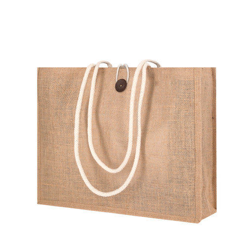 Nature Line Beutel aus widerstandsfähiger laminierter Jute (320g/m2) und originellem Knopfverschluss - Triex Personalisiert