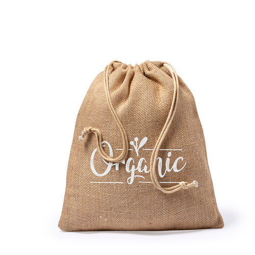 Nature Line Tasche aus robuster 260gsm Jute, mit elegantem Kordelzugverschluss und genähter Verarbeitung - Vagan Personalisiert